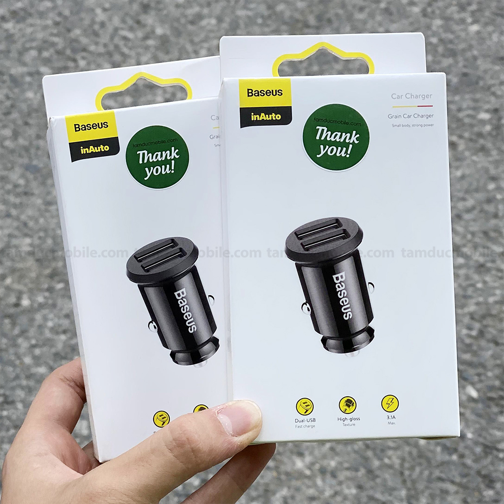 Tẩu sạc Ô-tô Baseus 2USB Grain 3.1A(0)